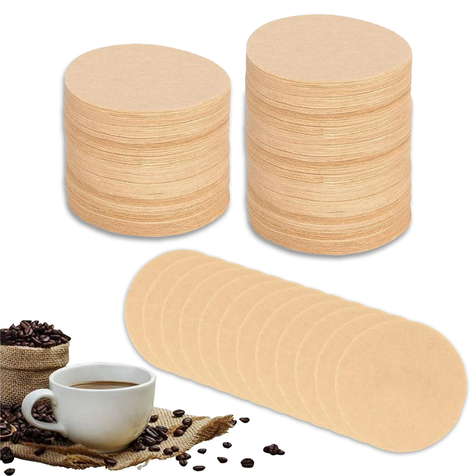 600pcs Unbleached Coffee Filter Papers,6.4cm Coffee Filters Round Replacement Compatible with Aerobie Aeropress Coffee and Espresso Makers,Unbleached Natural Paper Coffee Filters(Brown)