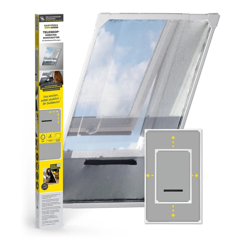 EASYmaxx Insect Protect Telescopic Fly Screen Window with Frame and Integrated Mesh Roof Window Insect Protection No Cutting No Drilling 63 x 93 cm to 100 x 160 cm [White]