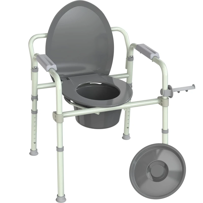 Luckfaith Height Adjustable Commode Toilet Chair with Removable Bucket –Durable Seat Frame180kg Capacity, Portable Bedside Toilet Aid for Elderly & Disabled Adults – Foldable, Sturdy, Lightweight