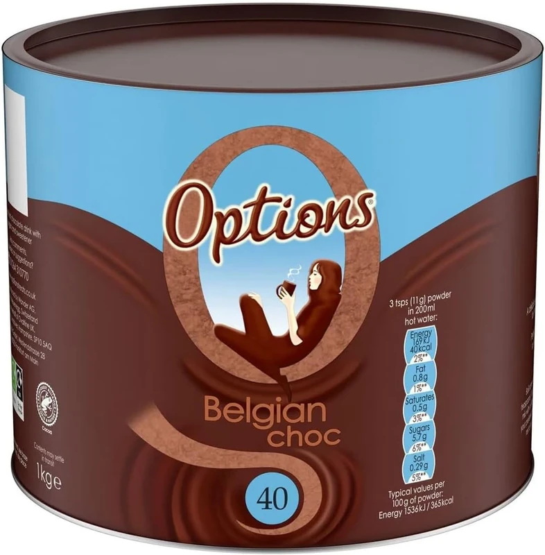 Options Belgian Chocolate Instant Hot Chocolate Drink 1KG