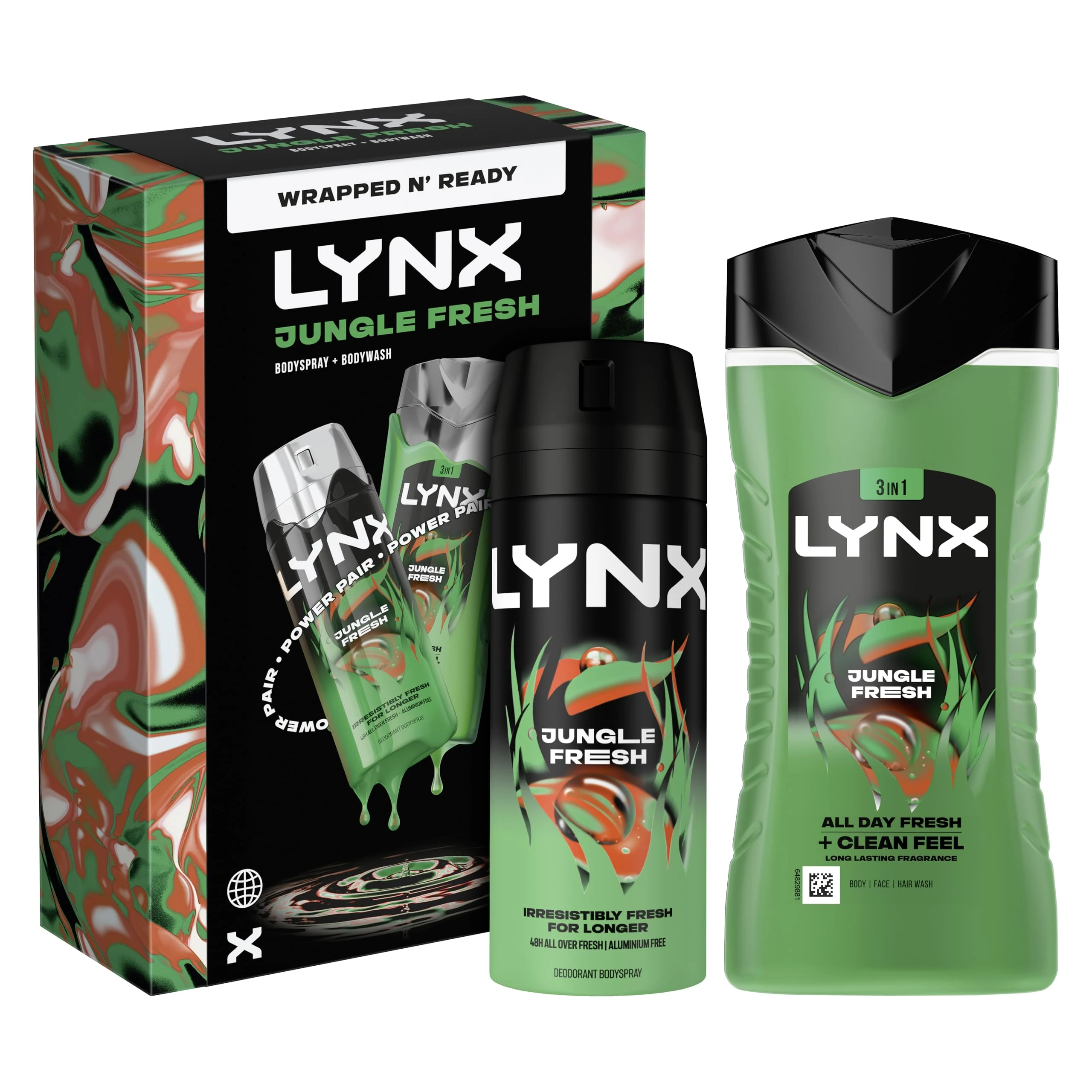 Lynx Gift Set Jungle Fresh Duo with a body wash and a body spray perfect for any occasion 2 piece
