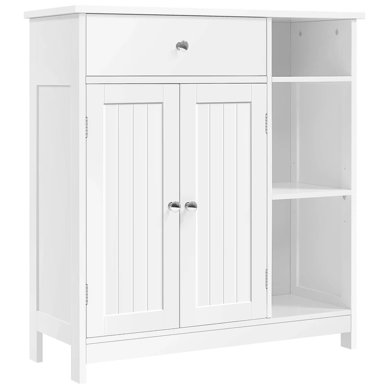 Yaheetech Bathroom Floor Cabinet, Freestanding Storage Organizer, Storage Cabinet with Doors & Drawer & Adjustable Shelves for Living Room, Entryway, Kitchen, White