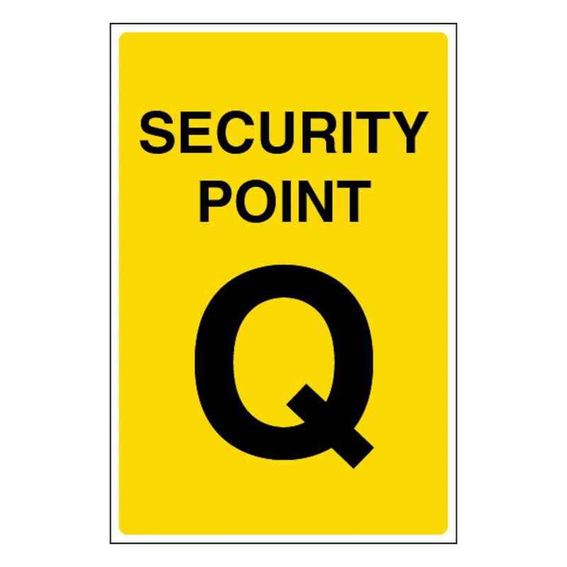 V Safety Security Point Q 400 x 600 mm - Glow In The Dark 1mm Rigid Plastic
