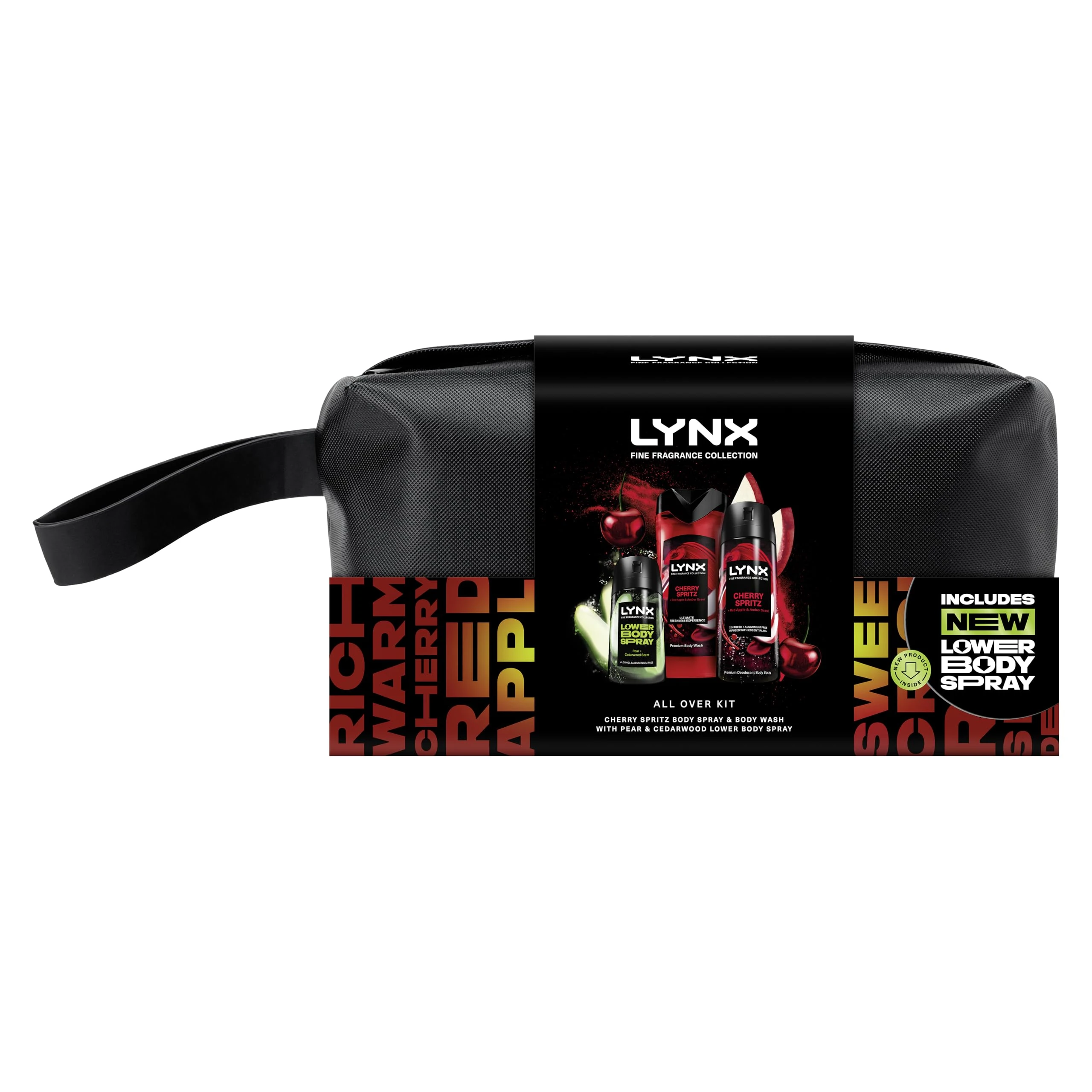 Lynx Fine Fragrance Collection All Over Kit Gift Set with a body spray, a body wash and a lower body spray in a Wash Bag perfect for any occasion 3 piece