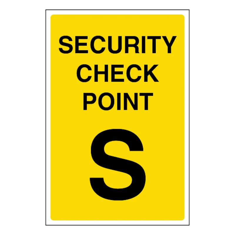 V Safety Security Check Point S 400 x 600 mm - Glow In The Dark 1mm Rigid Plastic