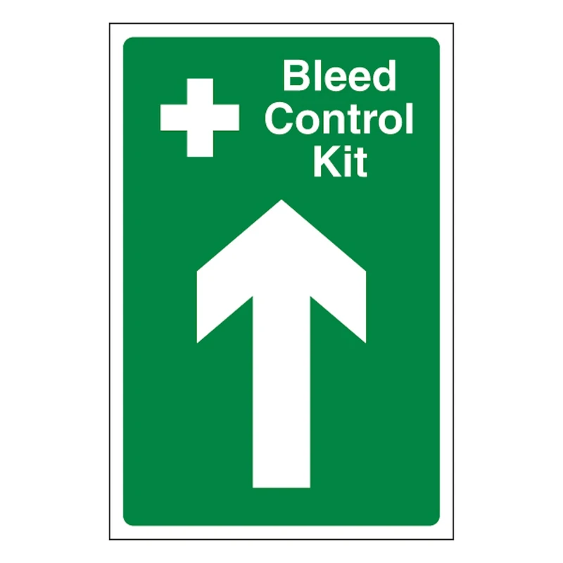 V Safety Bleed Control Kit Arrow Up 400 x 600 mm - Glow In The Dark 1mm Rigid Plastic