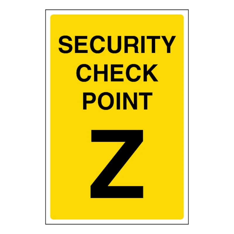 V Safety Security Check Point Z 400 x 600 mm - Glow In The Dark 1mm Rigid Plastic - Image 1