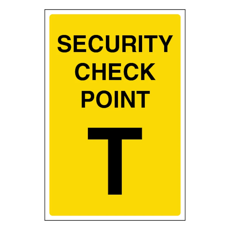 V Safety Security Check Point T 400 x 600 mm - Glow In The Dark 1mm Rigid Plastic