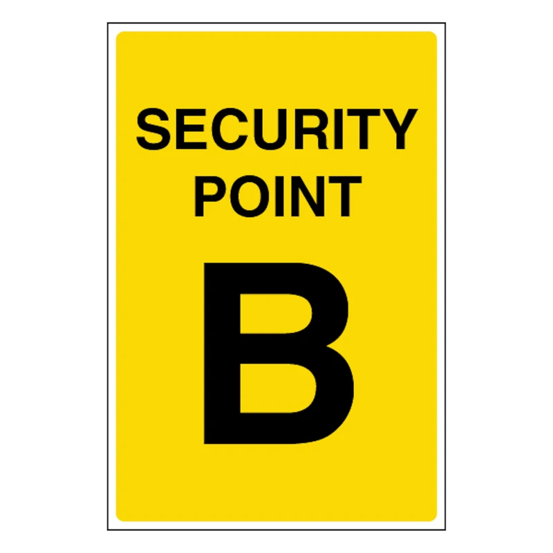 V Safety Security Point B 400 x 600 mm - Glow In The Dark 1mm Rigid Plastic