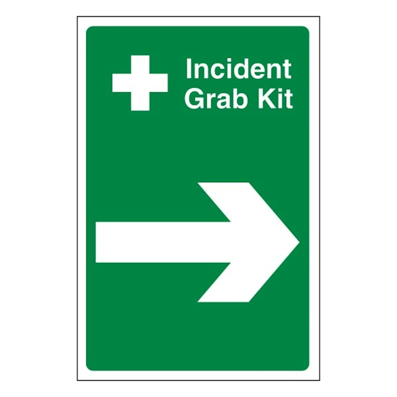 V Safety Incident Grab Kit Arrow Right 400 x 600 mm - Glow In The Dark 1mm Rigid Plastic