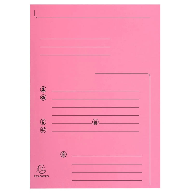 Exacompta - Ref 334003E - Box of 5 Packs of 25 Printed Rigid folders with 2 Flaps Super 210 g/m² - Pastel Colours - PEFC™ Certified - Size 24 x 32 cm for A4 Format - Pink - Image 1