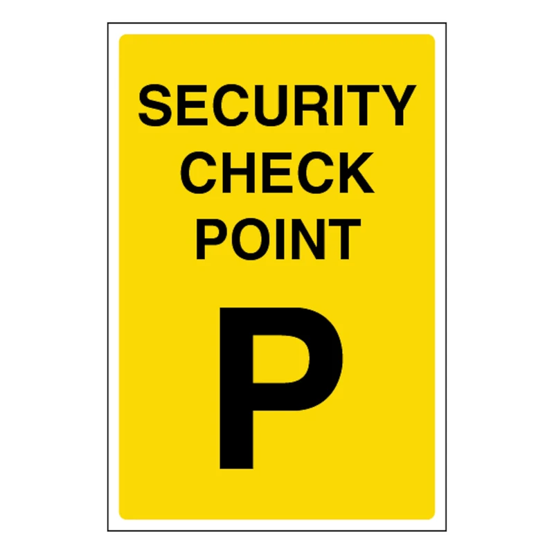 V Safety Security Check Point P 400 x 600 mm - Glow In The Dark 1mm Rigid Plastic