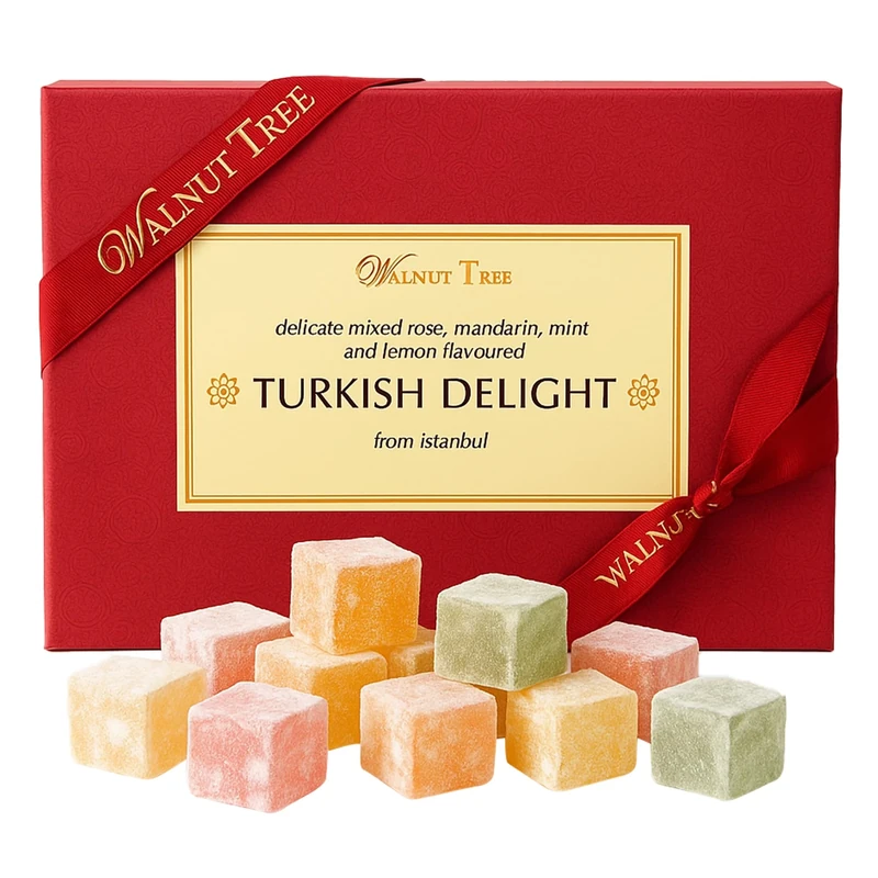 Walnut Tree Turkish Delight Selection 350g – Authentic Sweets from Istanbul – Handpacked in the UK –Traditional Lokum Gift Box – Premium Dessert Treat – Luxury Present for All Occasions 350g