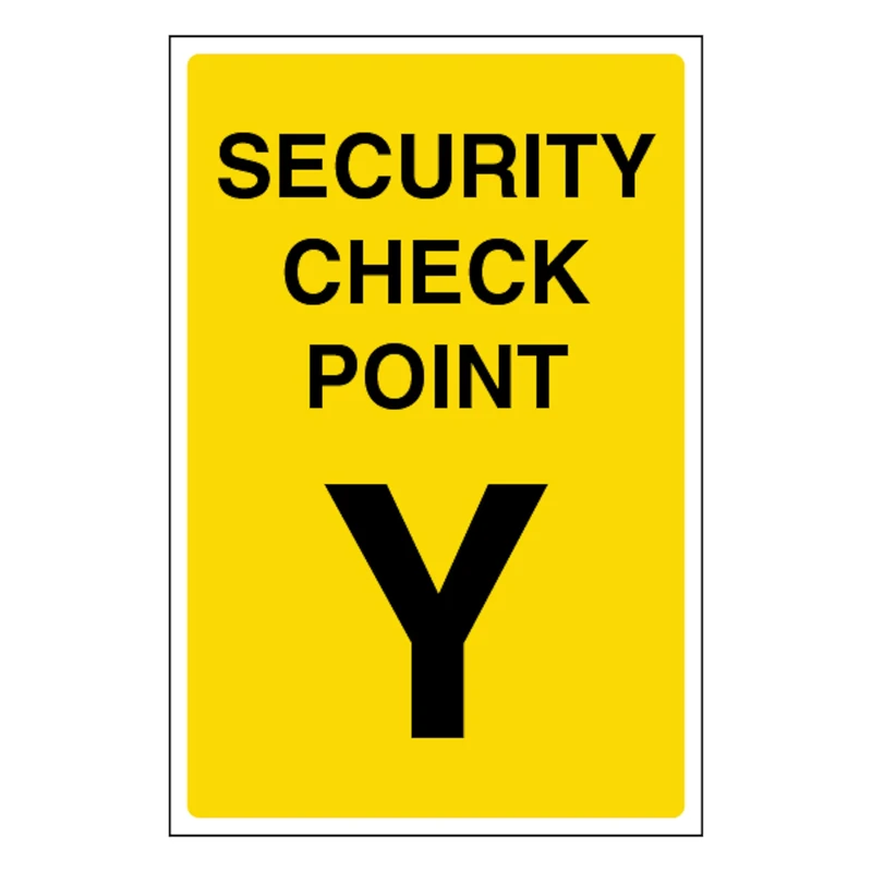 V Safety Security Check Point Y 400 x 600 mm - Glow In The Dark 1mm Rigid Plastic
