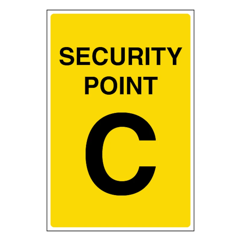 V Safety Security Point C 400 x 600 mm - Glow In The Dark 1mm Rigid Plastic
