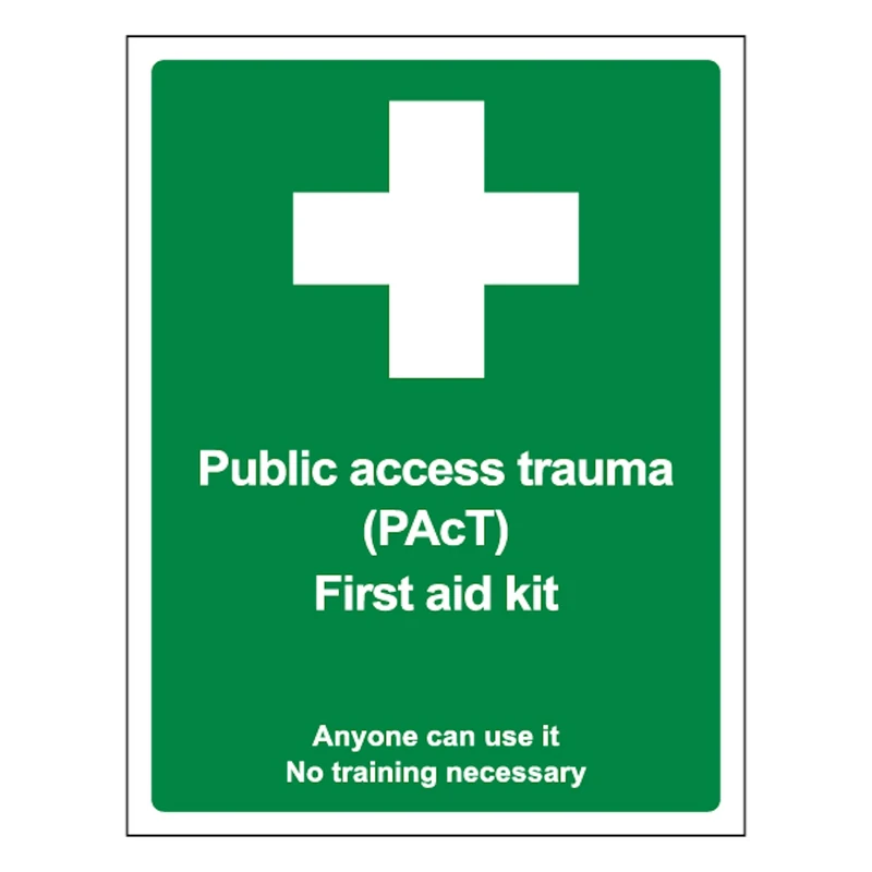 V Safety Public Access Trauma First Aid Kit – Approved By Counter Terror Bodies 400 x 600 mm - Glow In The Dark 1mm Rigid Plastic