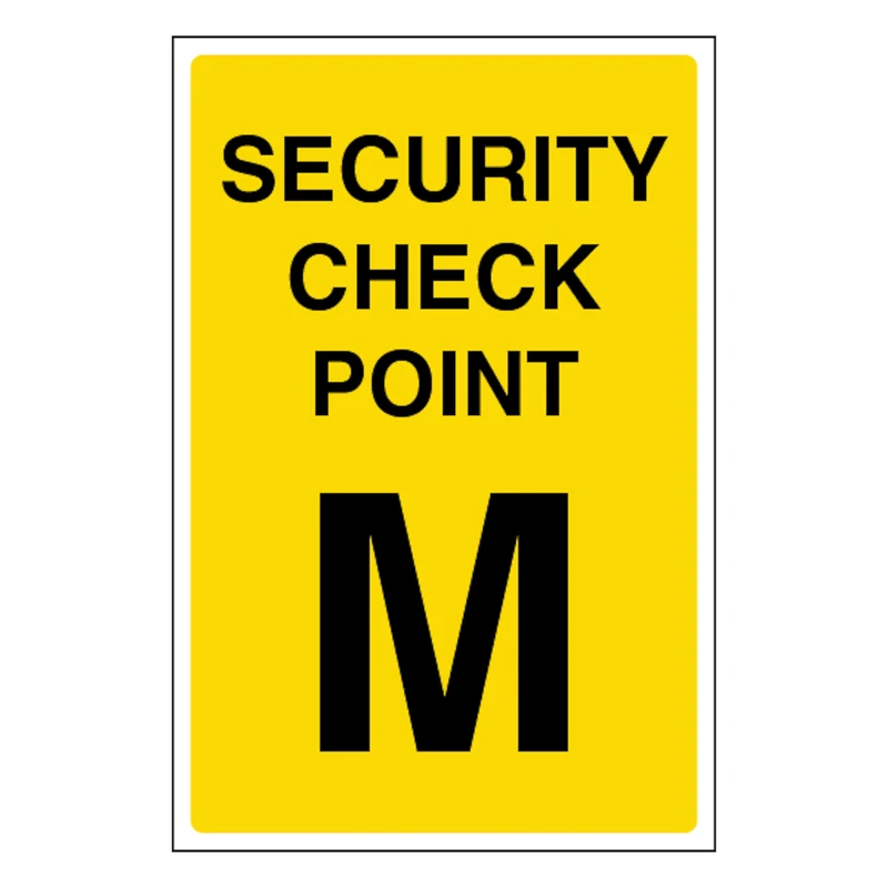 V Safety Security Check Point M 400 x 600 mm - Glow In The Dark 1mm Rigid Plastic