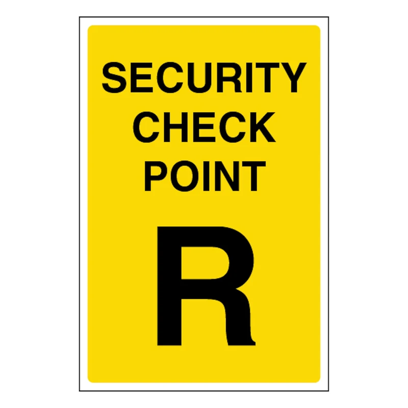 V Safety Security Check Point R 400 x 600 mm - Glow In The Dark 1mm Rigid Plastic