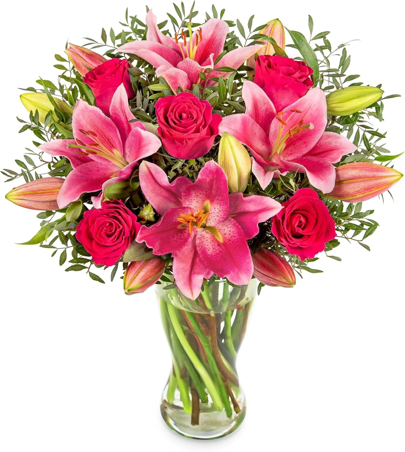Flowers with Vase - Beautifully Crafted Fresh Rose and Lily Bouquet: Delivered for Birthdays & All Occasions!
