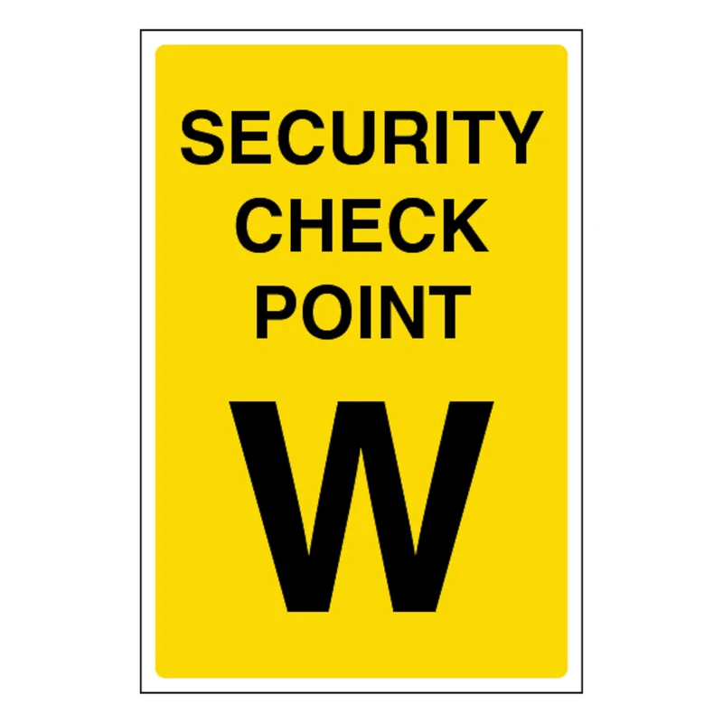 V Safety Security Check Point W 400 x 600 mm - Glow In The Dark 1mm Rigid Plastic
