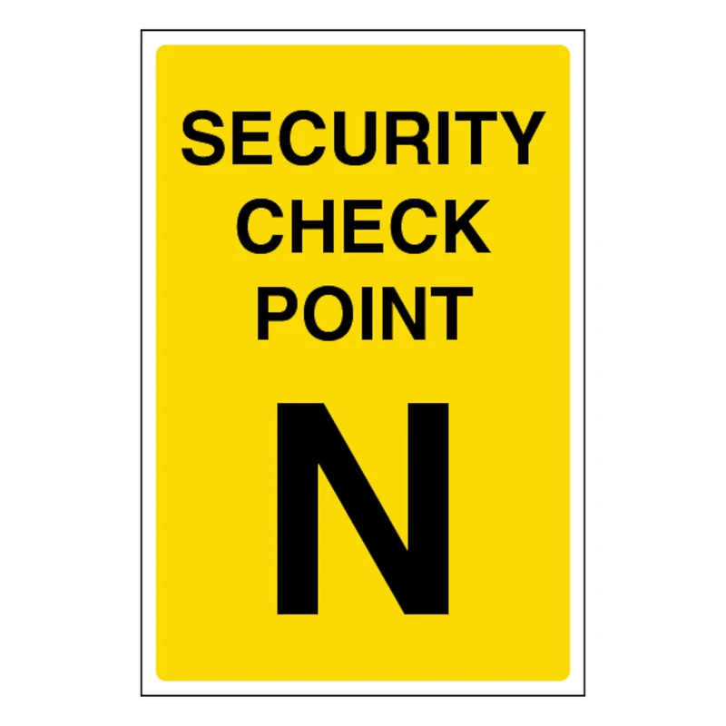 V Safety Security Check Point N 400 x 600 mm - Glow In The Dark 1mm Rigid Plastic