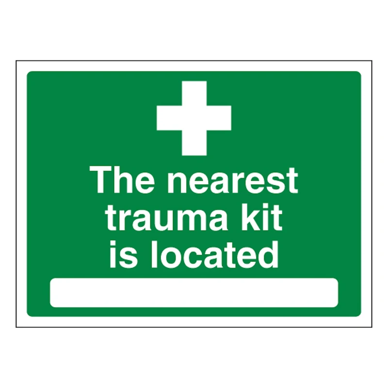 V Safety The Nearest Trauma Kit is Located 600 x 450 mm - Glow In The Dark Self Adhesive Vinyl
