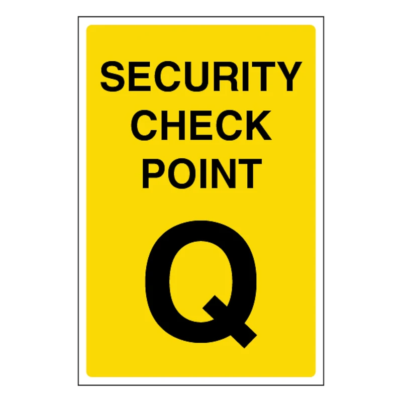 V Safety Security Check Point Q 400 x 600 mm - Glow In The Dark 1mm Rigid Plastic