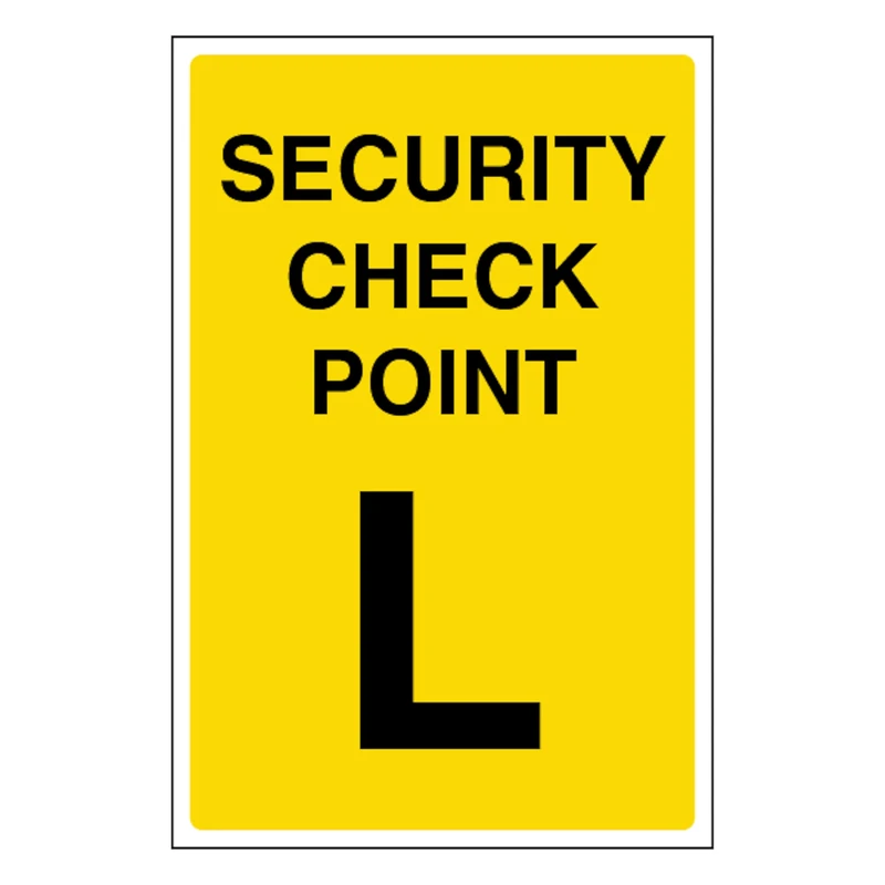 V Safety Security Check Point L 400 x 600 mm - Glow In The Dark 1mm Rigid Plastic