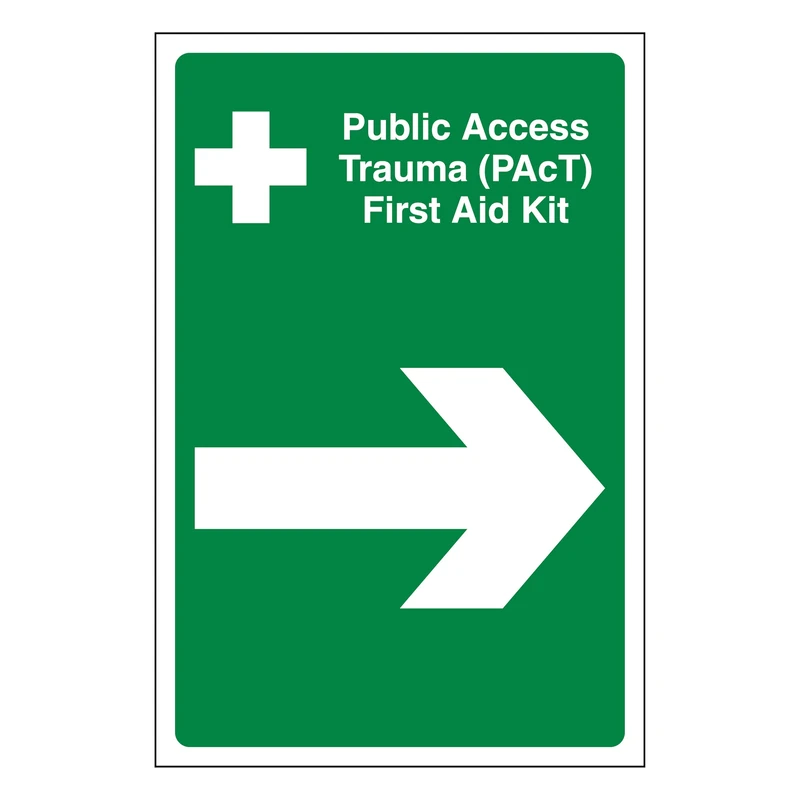 V Safety Public Access Trauma (PAcT) First Aid Kit Arrow Right 450 x 600 mm - 3mm Reflective Aluminium Composite