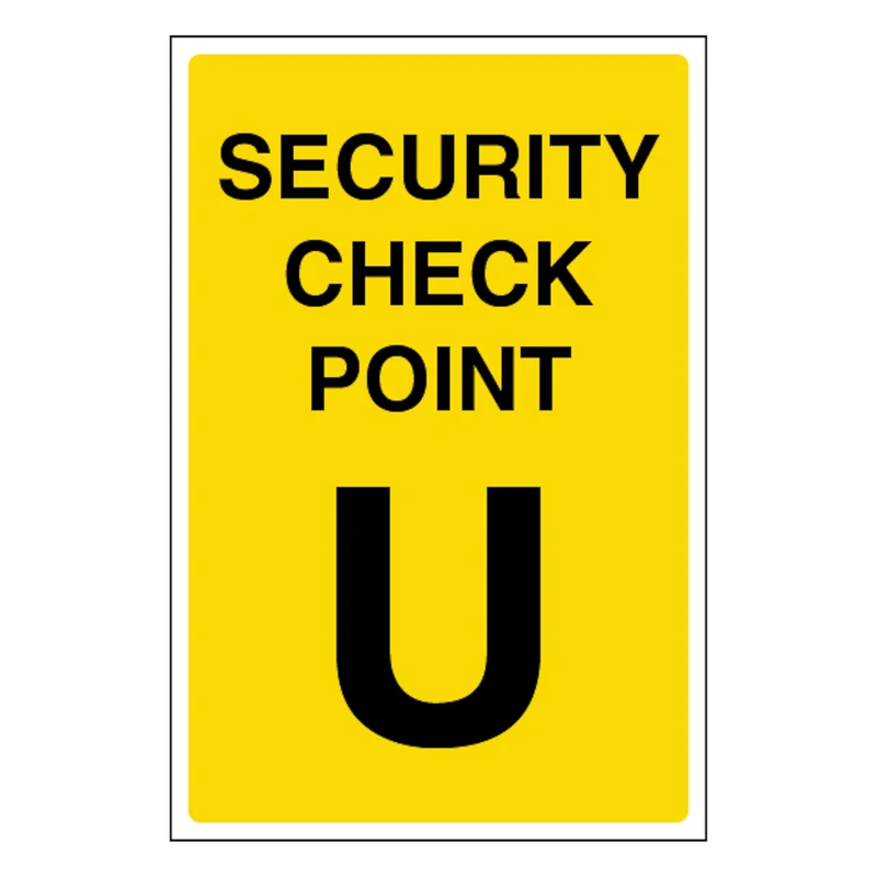 V Safety Security Check Point U 400 x 600 mm - Glow In The Dark 1mm Rigid Plastic