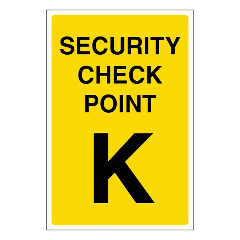 V Safety Security Check Point K 400 x 600 mm - Glow In The Dark 1mm Rigid Plastic