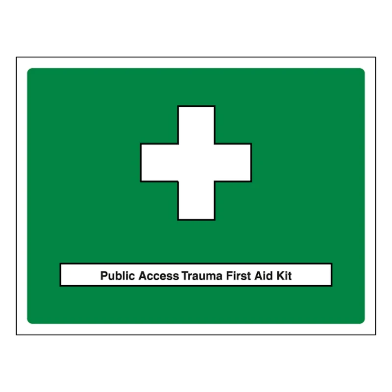 V Safety Public Access Trauma First Aid Kit - Landscape 600 x 450 mm - Glow In The Dark Self Adhesive Vinyl