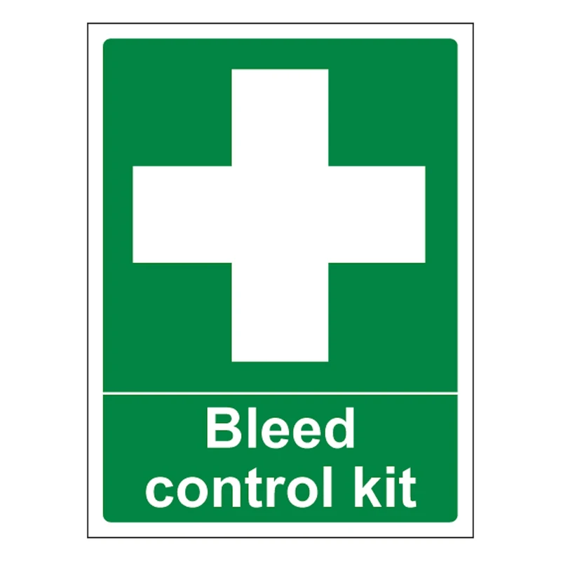 V Safety Bleed Control Kit - Portrait 400 x 600 mm - Glow In The Dark 1mm Rigid Plastic