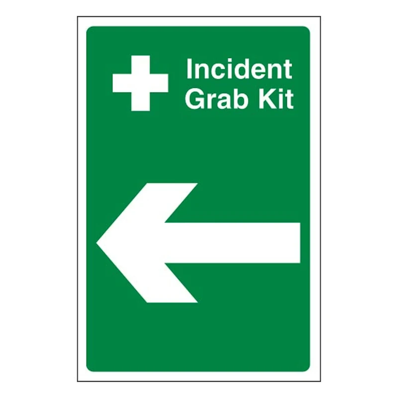 V Safety Incident Grab Kit Arrow Left 400 x 600 mm - Glow In The Dark 1mm Rigid Plastic