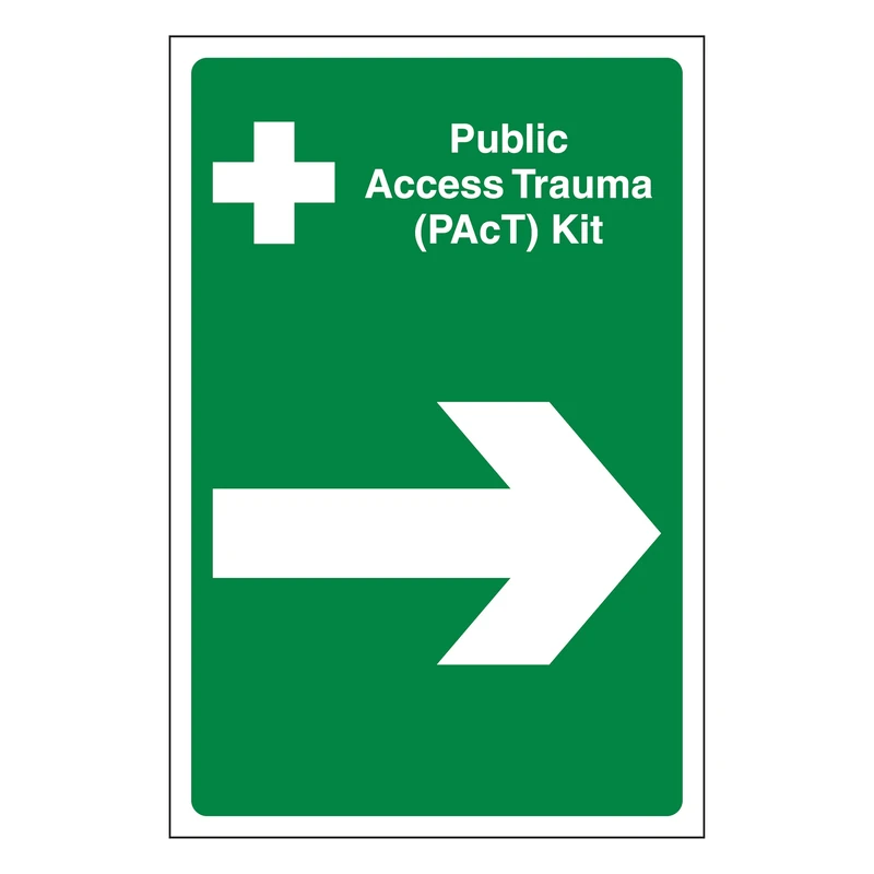 V Safety Public Access Trauma (PAcT) Kit Arrow Right 450 x 600 mm - 3mm Reflective Aluminium Composite