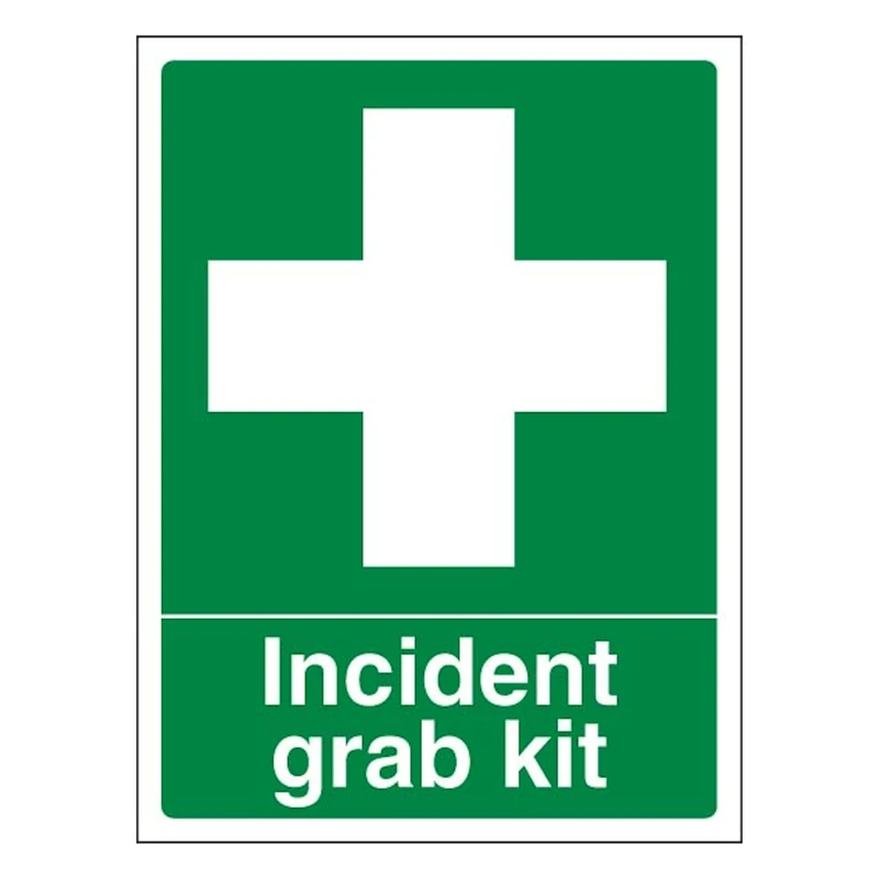 V Safety Incident Grab Kit - Portrait 400 x 600 mm - Glow In The Dark 1mm Rigid Plastic