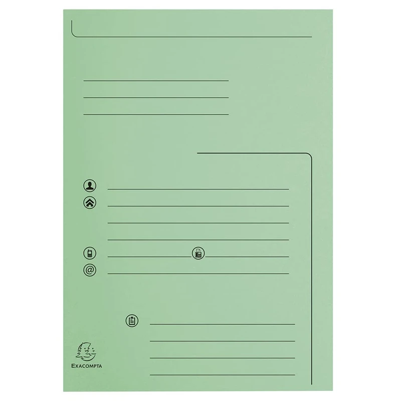 Exacompta - Ref 334004E - Box of 5 Packs of 25 Folders with 2 Flaps Super 210 g/m² - Pastel Colours - PEFC™ Certified - Dimensions: 24 x 32 cm for DIN A4 - Light Green