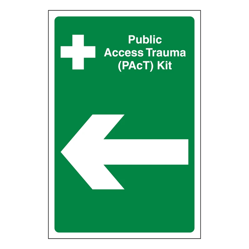 V Safety Public Access Trauma (PAcT) Kit Arrow Left 450 x 600 mm - 3mm Reflective Aluminium Composite