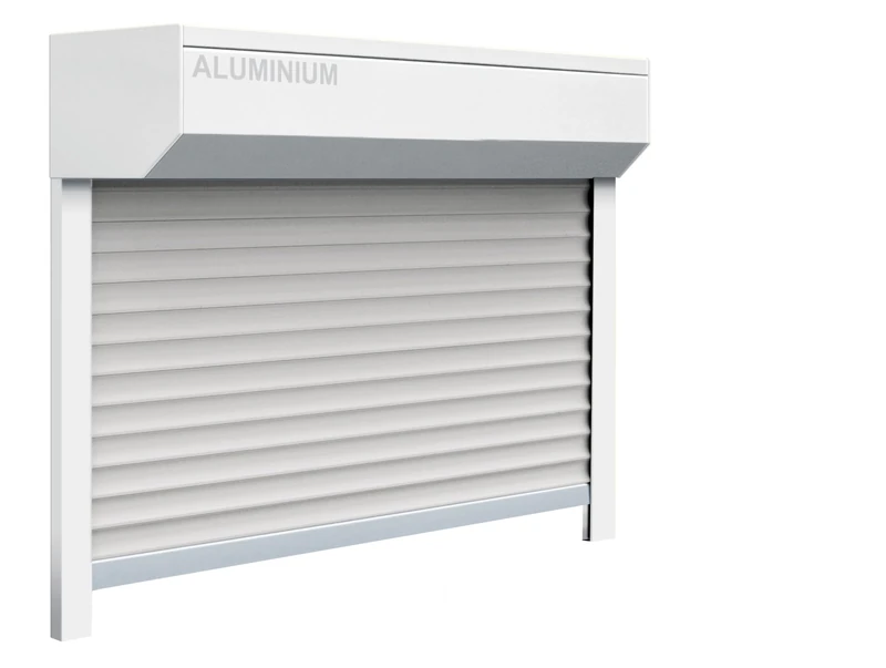 Schellenberg 39064 Stem Roller Shutter Set for Windows, Mini Roller Shutter System, 115 x 90 cm, White/Grey, External Roller Shutters 45° Aluminium Stem Box, with Guide Rails, PVC Roller Shutter - Image 1