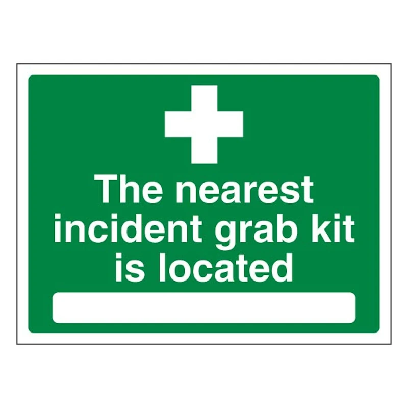 V Safety The Nearest Incident Grab Kit Is Located 600 x 450 mm - Glow In The Dark Self Adhesive Vinyl
