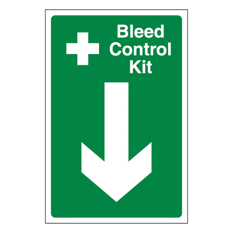 V Safety Bleed Control Kit Arrow Down 400 x 600 mm - Glow In The Dark 1mm Rigid Plastic
