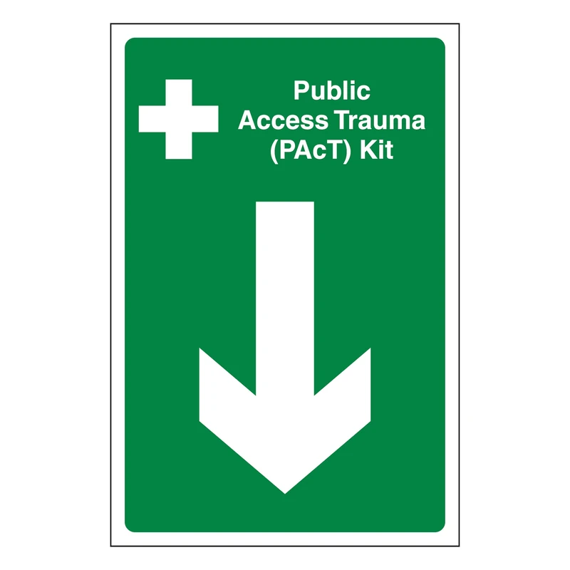 V Safety Public Access Trauma (PAcT) Kit Arrow Down 450 x 600 mm - 3mm Reflective Aluminium Composite