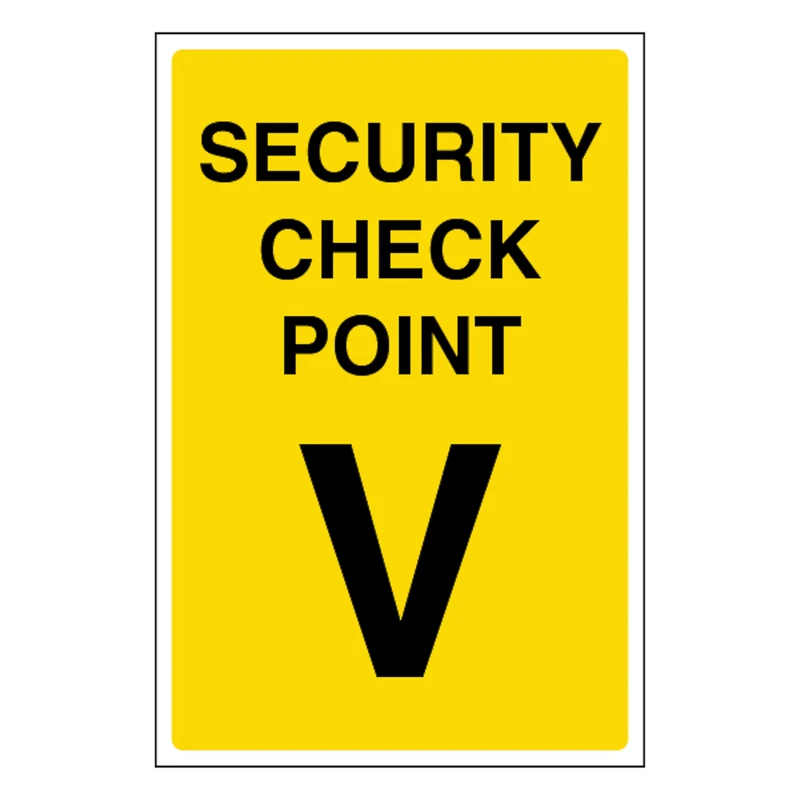 V Safety Security Check Point V 400 x 600 mm - Glow In The Dark 1mm Rigid Plastic - Image 1