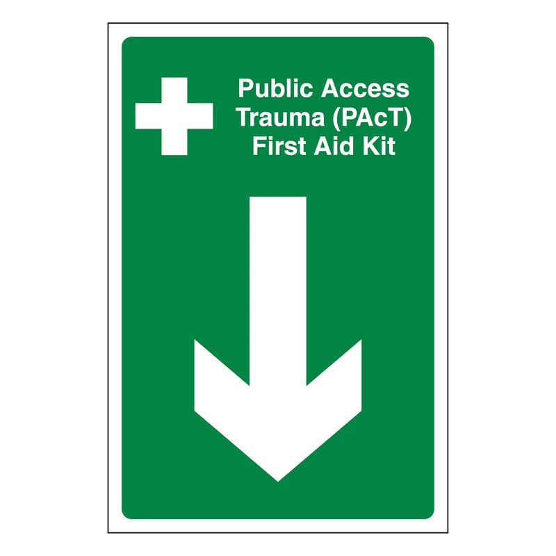 V Safety Public Access Trauma (PAcT) First Aid Kit Arrow Down 450 x 600 mm - 3mm Reflective Aluminium Composite - Image 1