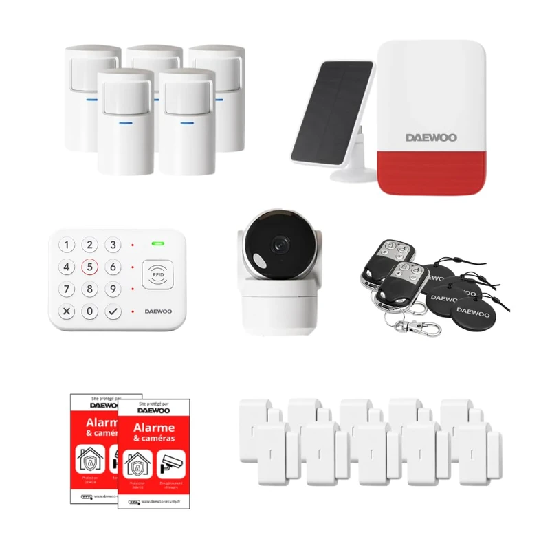 Daewoo Vigilia VIG105+ WiFi/GSM Connected Alarm Pack - Wireless System and Subscription Free, Compatible with Animals, Detectors and Solar Siren Incl. + Full HD Surveillance Camera, Application INCL