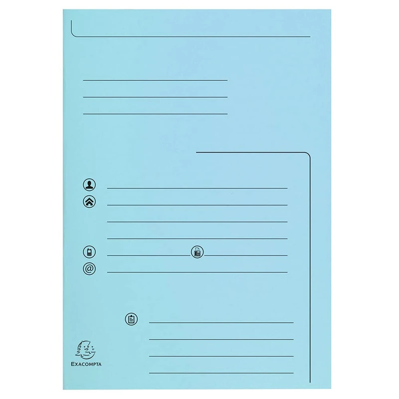Exacompta - Ref 334006E - Box of 5 Packs of 25 Printed Rigid folders with 2 Flaps Super 210 g/m² - Pastel Colours - PEFC™ Certified - Size 24 x 32 cm for A4 Format - Light Blue