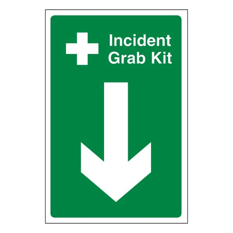 V Safety Incident Grab Kit Arrow Down 400 x 600 mm - Glow In The Dark 1mm Rigid Plastic
