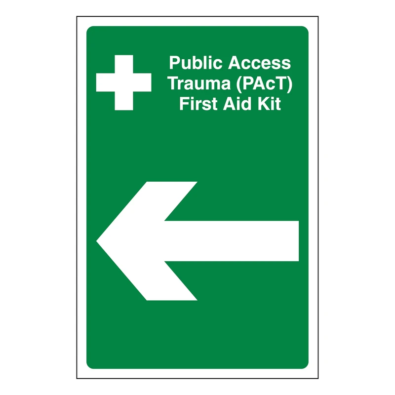 V Safety Public Access Trauma (PAcT) First Aid Kit Arrow Left 450 x 600 mm - 3mm Reflective Aluminium Composite