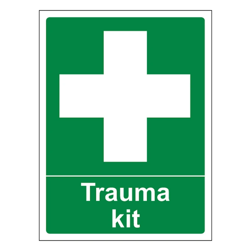 V Safety Trauma Kit - Portrait 400 x 600 mm - Glow In The Dark 1mm Rigid Plastic - Image 1