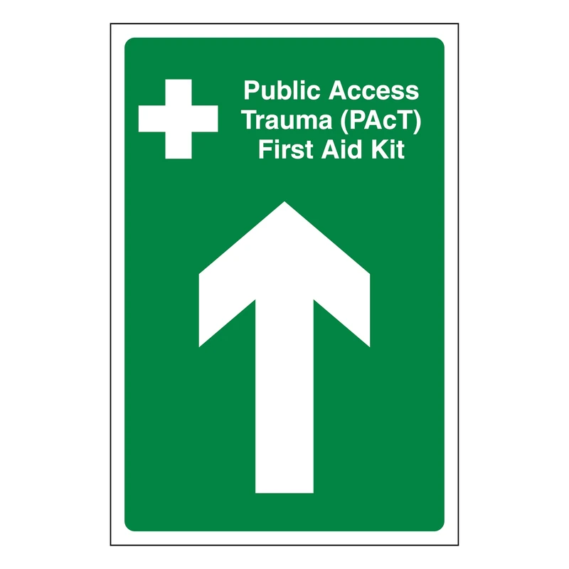 V Safety Public Access Trauma (PAcT) First Aid Kit Arrow Up 450 x 600 mm - 3mm Reflective Aluminium Composite